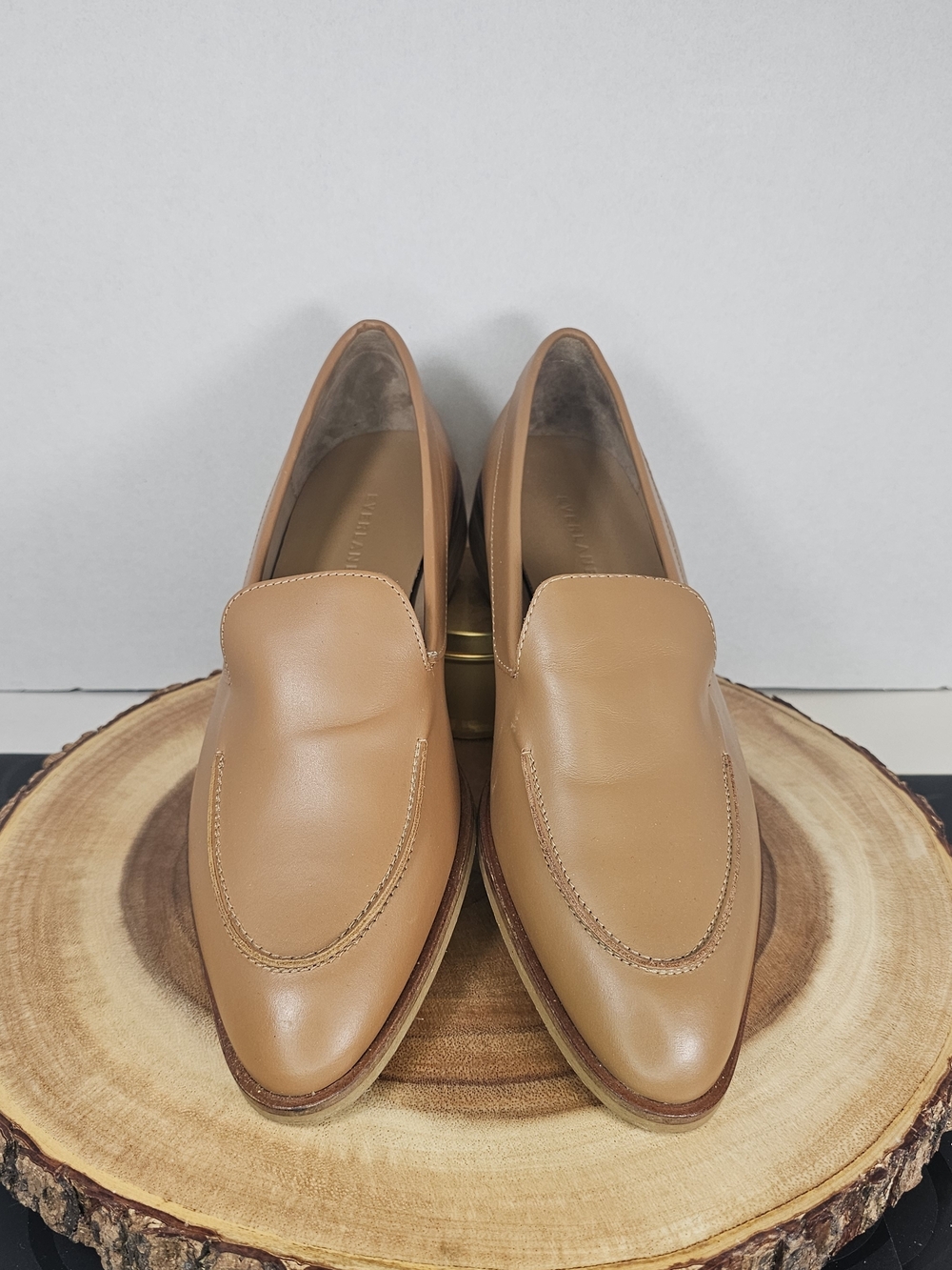 Everlane Camel Leather Pointed Slip-On Loafers
